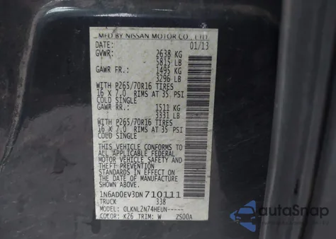 2013 Nissan Frontier Sv from USA, damaged, VIN 1N6AD0EV3DN710111